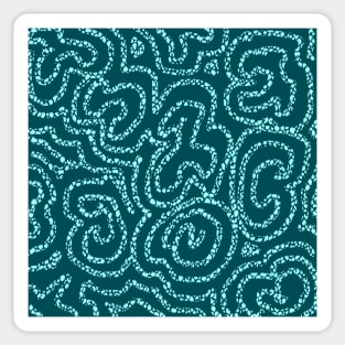 Textured Aqua Doodle on Teal Abstract Sticker